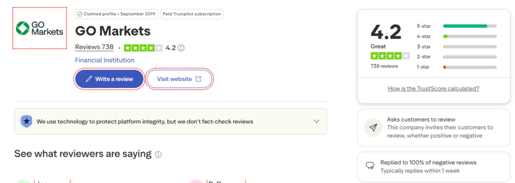 GO Markets Trustpilot