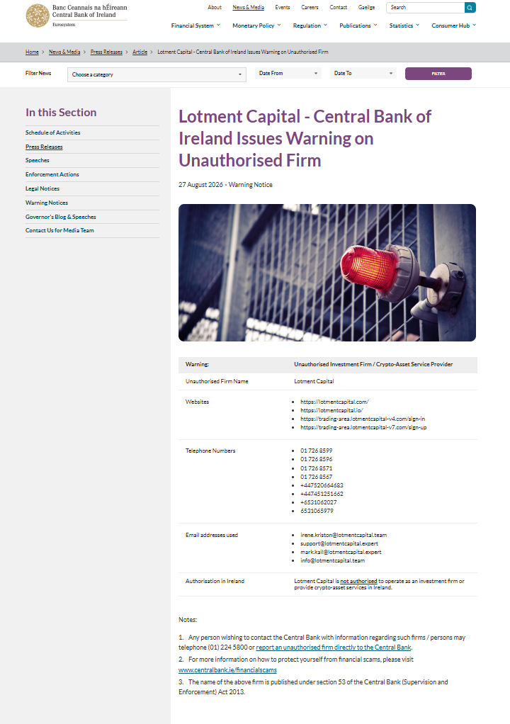 Lotment Capital Warning